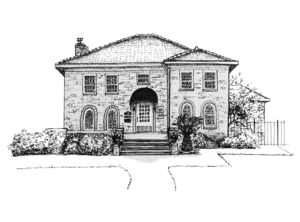 sketch of Dr. Falvey home
