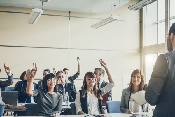 group of adults in training