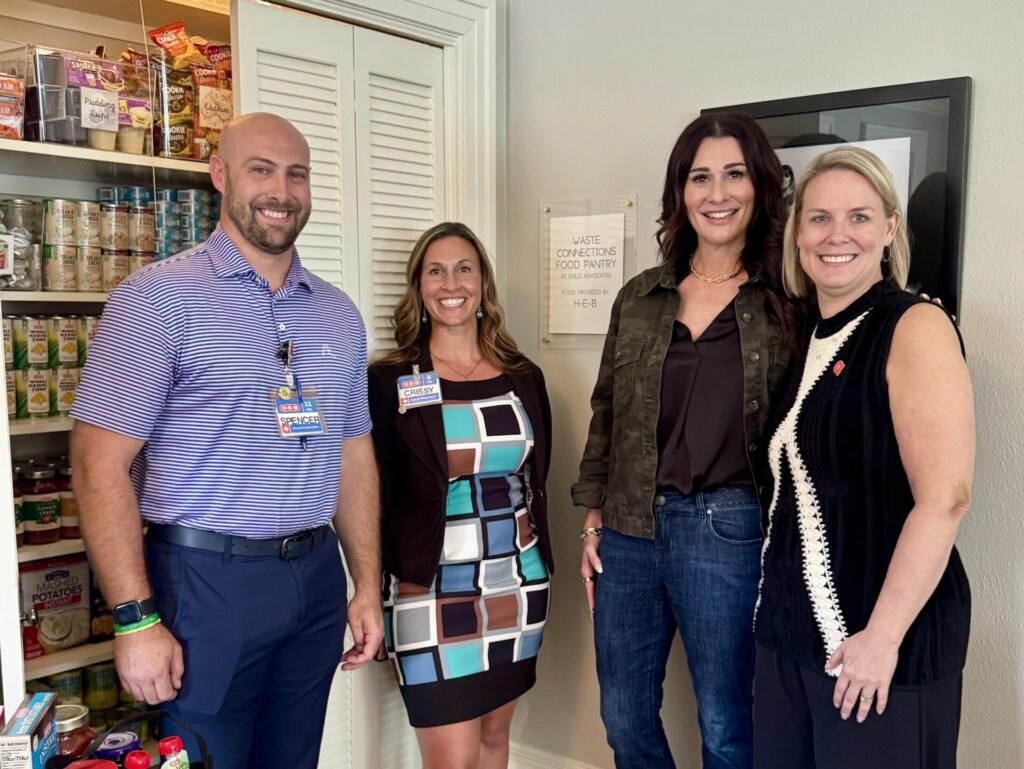 Waste Connections and H-E-B representatives celebrate pantry opening with CEO