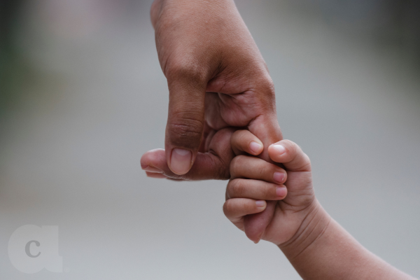 child holding adults hand
