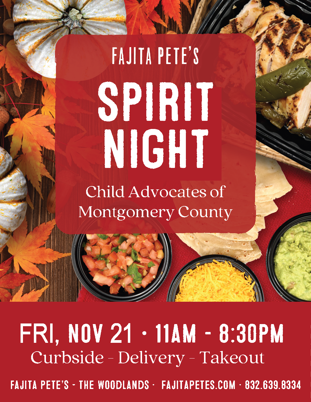 Fajita Pete's flyer for spirit night