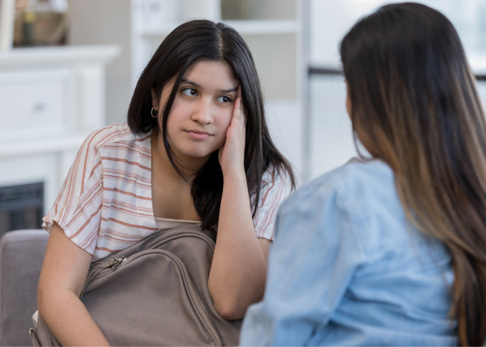 Teen girl talking with her Advocate