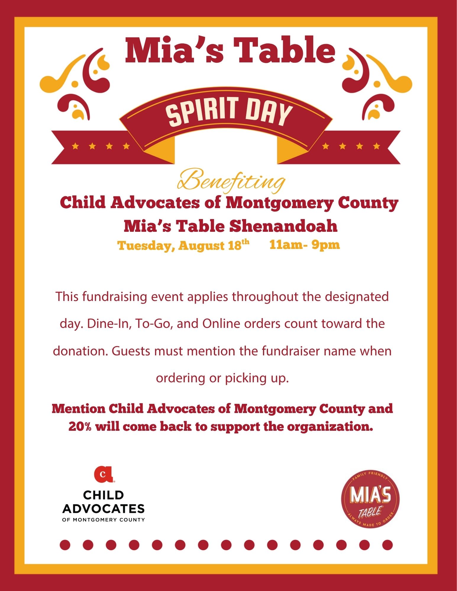 Mia's Table Flyer